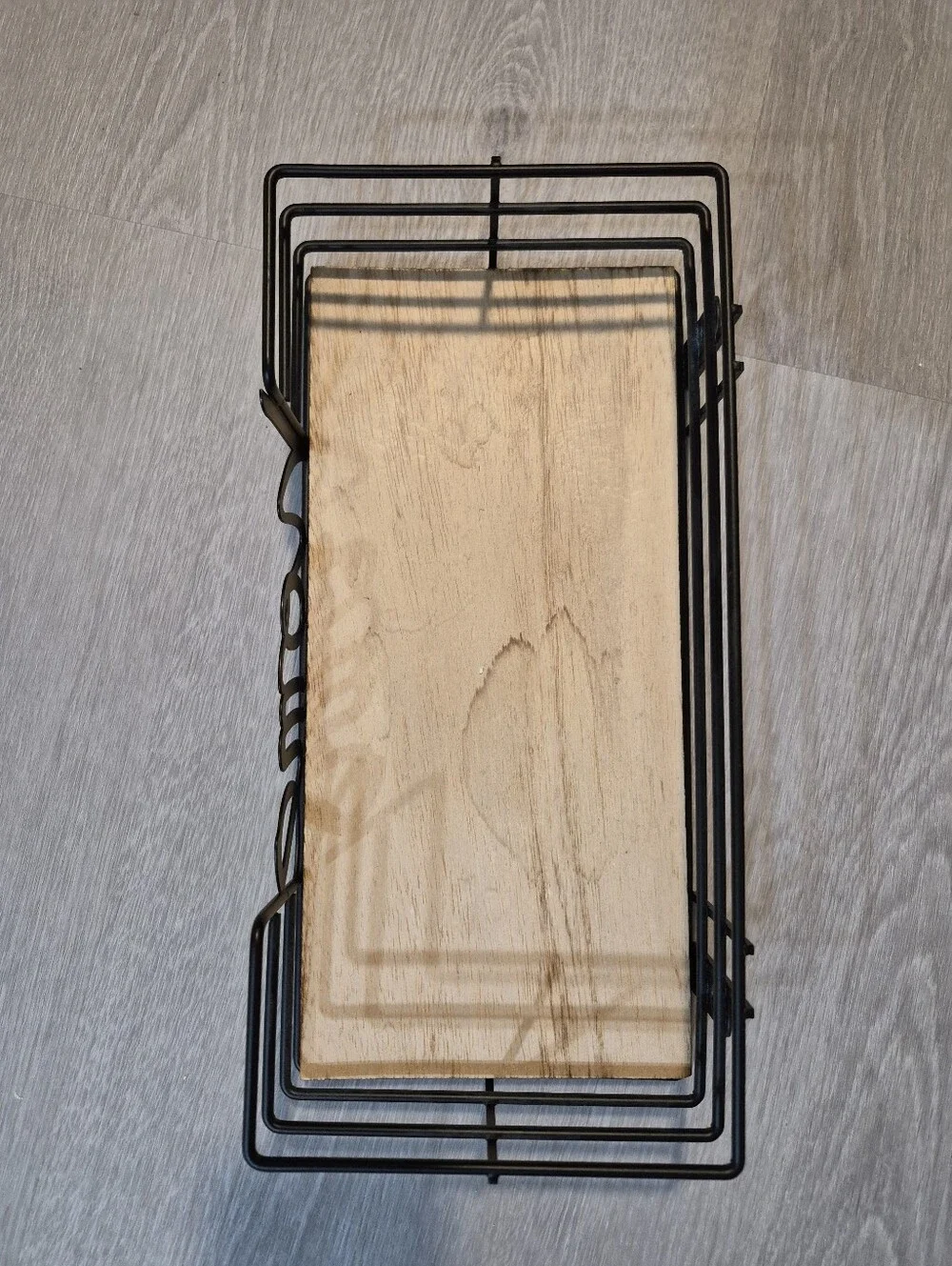Ironing Board Hanger Wall Mount with Large Storage Wooden Base Basket